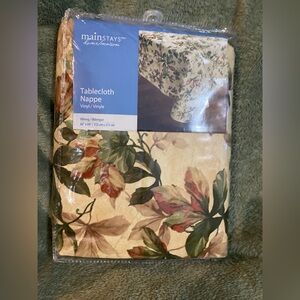 NOS RARE Vintage Discontinued Mainstays Botanical Leaf Vinyl Tablecloth 60"x84"